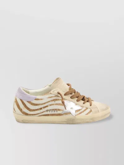 GOLDEN GOOSE DISTRESSED LEATHER ZEBRA PATTERN SNEAKERS