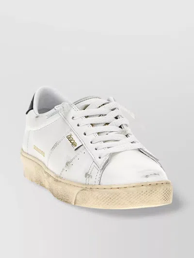 Golden Goose Distressed Low-top Rubber Sole Sneakers In White