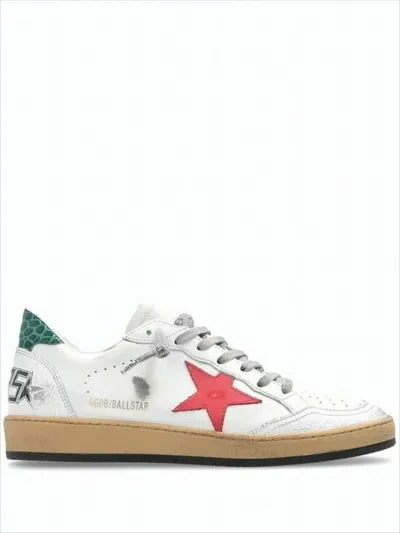 Golden Goose Distressed Low-top Sneakers With Bold Star Accent In White