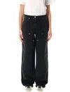 Golden Goose Wide Black Trousers In Denim In Black