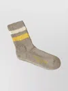 Golden Goose Distressed Mid-calf Striped Cotton Socks