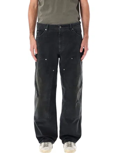 Golden Goose Distressed Trousers Rivet Accents In Black