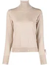 Golden Goose Distressed Roll-neck Virgin Wool Jumper In Beige