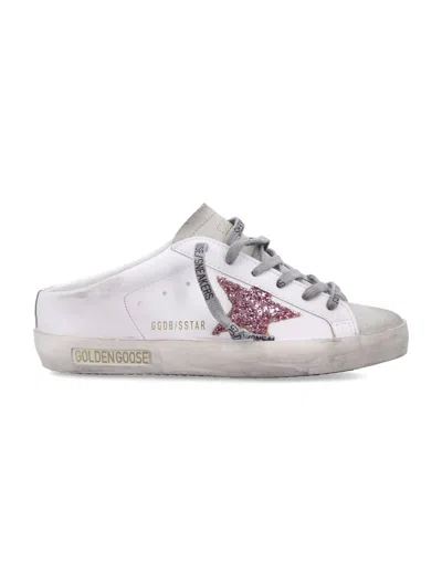 Golden Goose Distressed Slip-on Sneakers With Glittery Star Detail In White