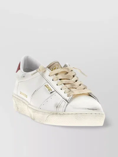 Golden Goose Distressed Sneakers With Perforated Toe Cap In Red