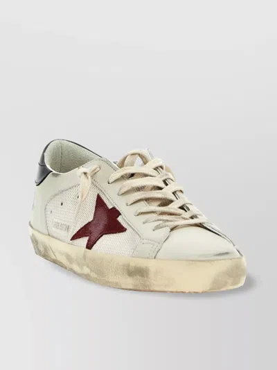 Golden Goose Super Star Distressed Suede-trimmed Leather Sneakers In White