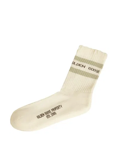 Golden Goose Distressed Socks In White