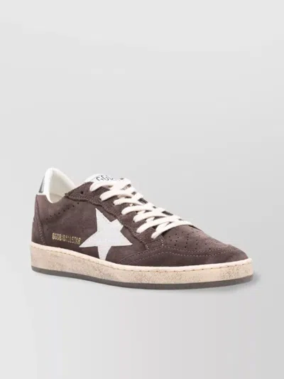 Golden Goose Distressed Star Sneakers Featuring Perforated Detailing In Brown