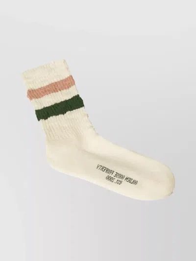 Golden Goose Distressed Striped Ankle Socks In Neutral