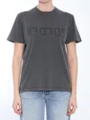 Golden Goose Crewneck Distressed T-shirt Double Stars In Gray
