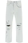 Golden Goose Distressed-effect Text-print Straight-leg Jeans In Blue (blue)