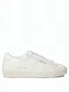 Golden Goose Low-top Sneakers With Distressed Leather Finish And Gold Accents In White