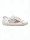 Golden Goose Distressed White Leather Low-top Sneakers With Grey Suede Star In White