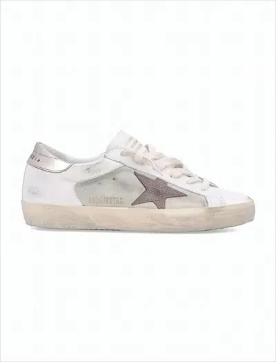 Golden Goose Distressed White Leather Low-top Sneakers With Grey Suede Star