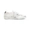 Golden Goose Distressed White Leather Low-top Sneakers With Metallic Accents In White