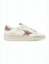 Golden Goose Distressed White Leather Low-top Sneakers With Textured Star In White