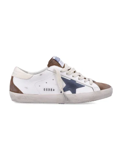 Golden Goose Distressed White Leather Sneakers With Suede Accents