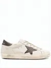 Golden Goose Distressed White Leather Sneakers With Textured Star In Multi