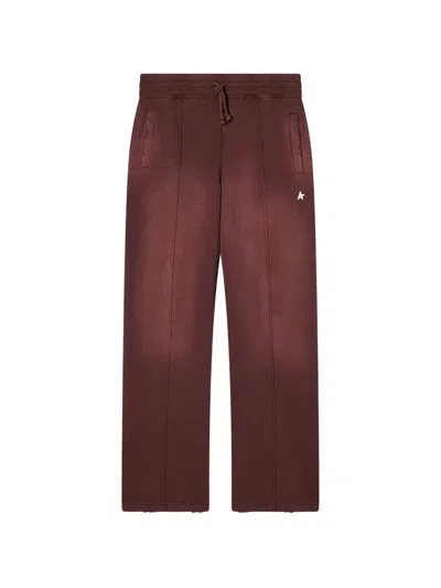 Golden Goose Distressed-effect Wide-leg Track Pants In Brown