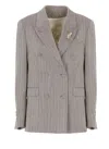 Golden Goose Diva Herringbone Virgin Wool Blazer In Gray