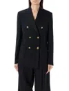 Golden Goose Black Double-breasted Jacket In Wool Women