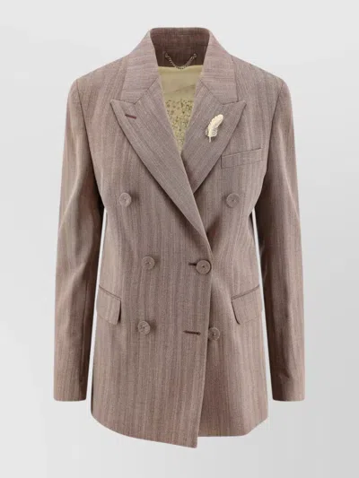 GOLDEN GOOSE DIVA HERRINGBONE VIRGIN WOOL BLAZER