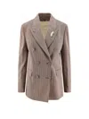 Golden Goose Diva Herringbone Virgin Wool Blazer In Burgundy