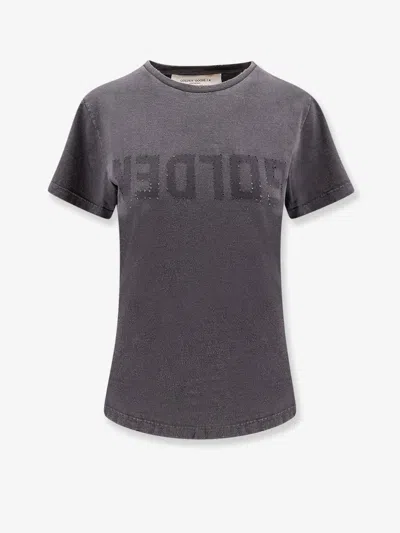 Golden Goose Doris Cotton T-shirt With Logo Detail In Gray