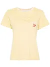 Golden Goose Doris Crew Neck T-shirt With Whipstitch Trim In Raffia/ Heritage White/ Urban Red
