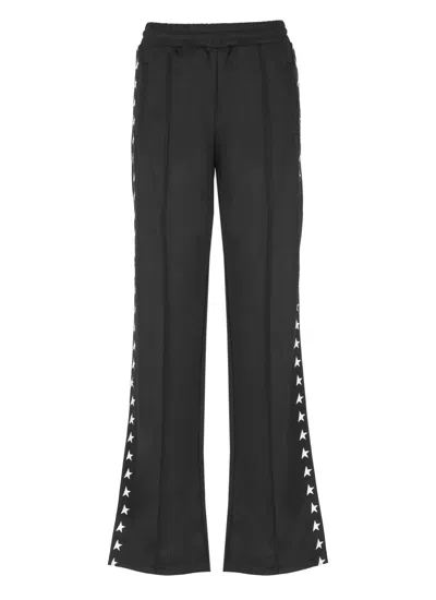 Golden Goose Wide Leg Trousers Star Pattern In Black
