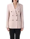Shop Golden Goose Double Breasted Blazer In Shadow Pink