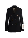 Golden Goose Blue Double-breasted Jacket With Peak Revers And Logo Plaque Detail