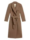 Golden Goose Journey Ws Double Breasted Coat With Detachable Belt Casentino Wool In Brown