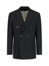Golden Goose Double Breasted Blazer Wool Gabardine In Black