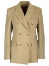 Golden Goose Golden Wool Double Breasted Blazer In Beige