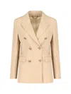 Golden Goose Golden Wool Double Breasted Blazer In Beige
