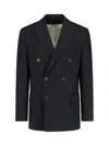 Golden Goose Double Breasted Blazer Wool Gabardine In Black