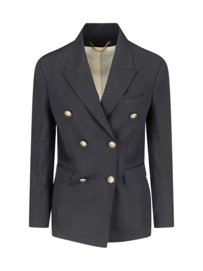 Golden Goose Double-breasted Blazer Black In Blue