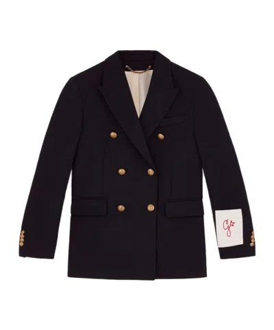 Golden Goose Diva Double-breasted Jacket In Dark Blue