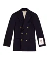Golden Goose Navy Blue Pinstripe Double-breasted Jacket In Black