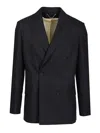 Golden Goose Double-breasted Blazer In Pinstriped Jackets Blue In Blue