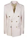 Golden Goose Light Pink Double-breasted Wool Jacket In Neutral