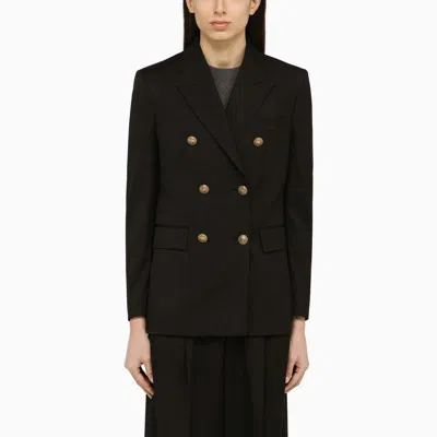 Golden Goose Double Breasted Blazer With Gold Bottons In Black