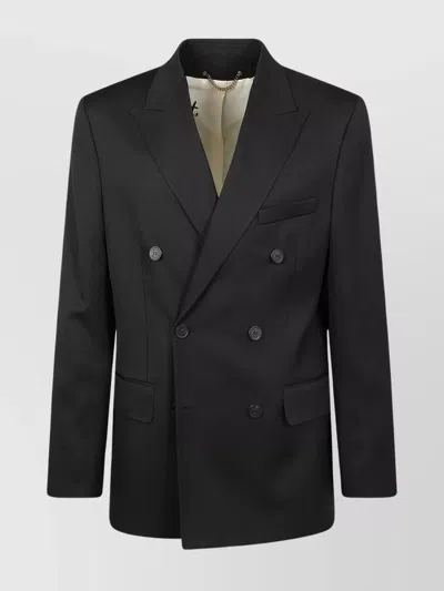 Golden Goose Double Breasted Blazer Wool Gabardine In Black
