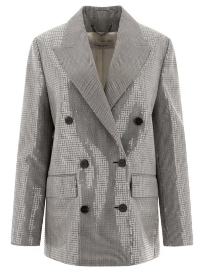 Golden Goose Double-breasted Boyfriend Jacket In Silver