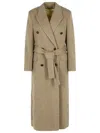 Golden Goose Double-breasted Coat In Beige Wool Blend Women In Brown