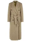 Golden Goose Double-breasted Coat In Beige Wool Blend Women In Brown