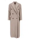 Golden Goose Journey Ws Double Breasted Coat With Detachable Belt Casentino Wool In Neutral