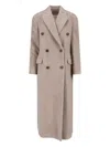 Golden Goose Journey Ws Double Breasted Coat With Detachable Belt Casentino Wool In Nude