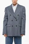 Golden Goose Double-breasted Diva Virgin Wool Blazer In Blue